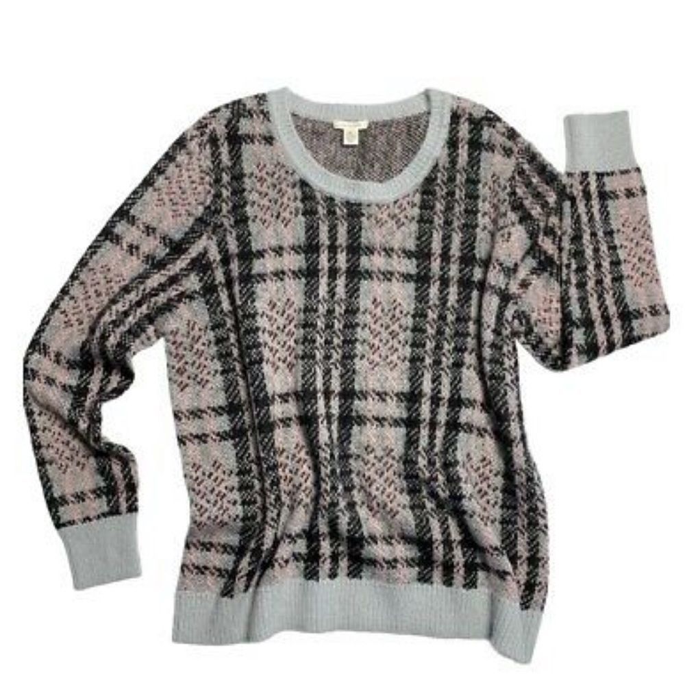 πWestbound Plaid Blk, Pink & Gray Sweater PL NWOT - Picture 3 of 7